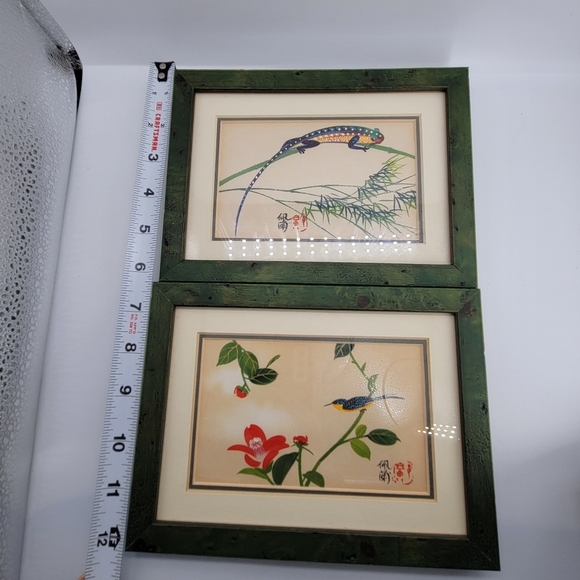 2 Frames by Spillers Framing and Art Gallery Green wood Lizard/Asian Bird Flower - Picture 7 of 10